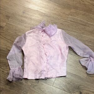 Camilla Light Pink Sheer Sleeve Blouse